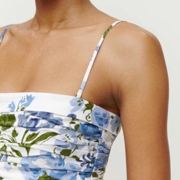 Reformation White and Blue Floral Crop Top - Picture 2 of 9